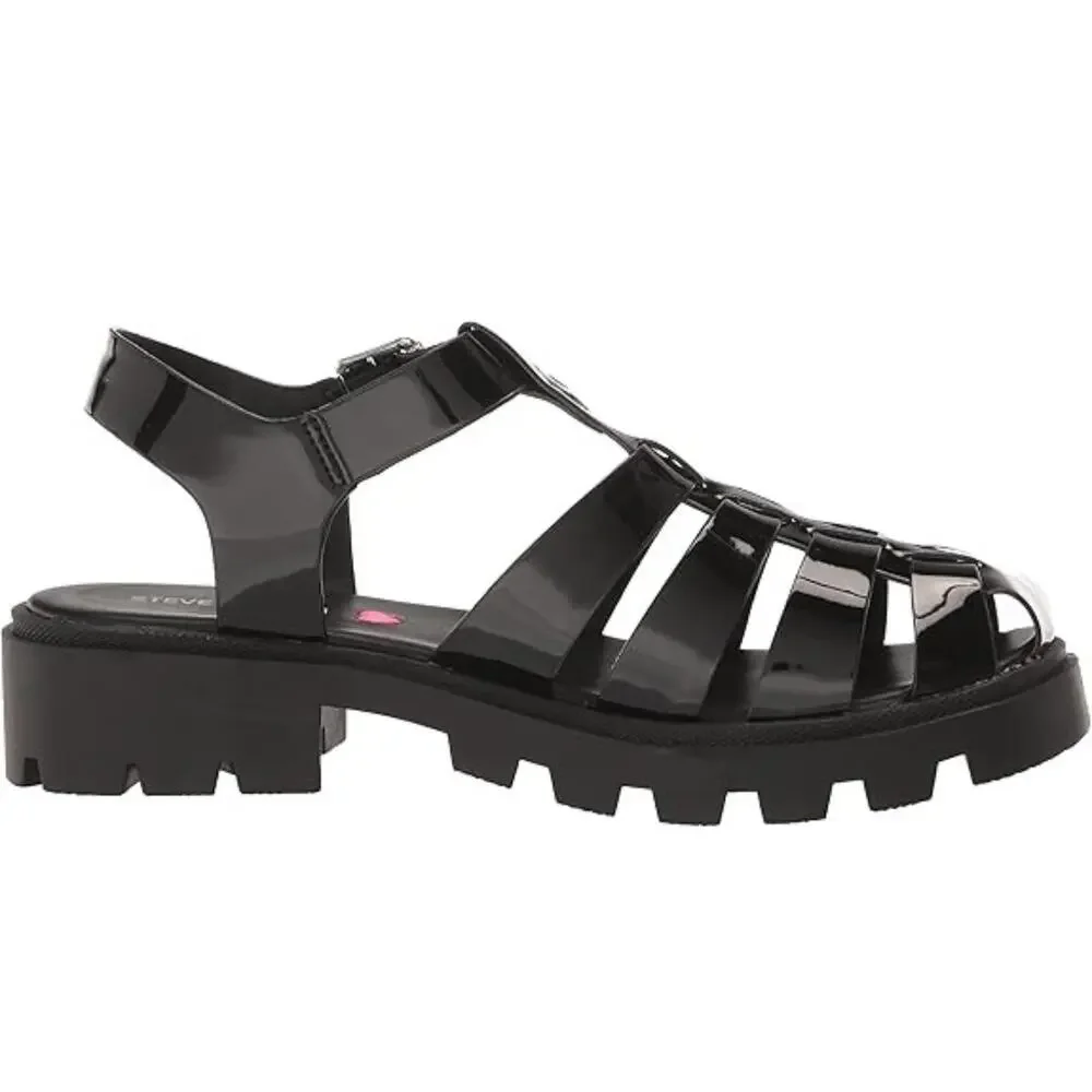 Steve Madden Dory Sandals Girls US 5Y M Black Adjustable Strap Platform NCZ342